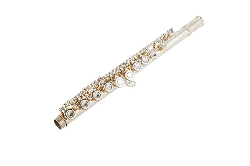 16-Key C Flute with Closed Holes, Silver-Plated Body, Offset G Design for Beginners and Students - premium flute for student orchestra and band