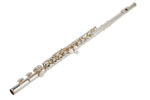 16-Key C Flute with Closed Holes, Silver-Plated Body, Offset G Design for Beginners and Students - premium flute for student orchestra and band