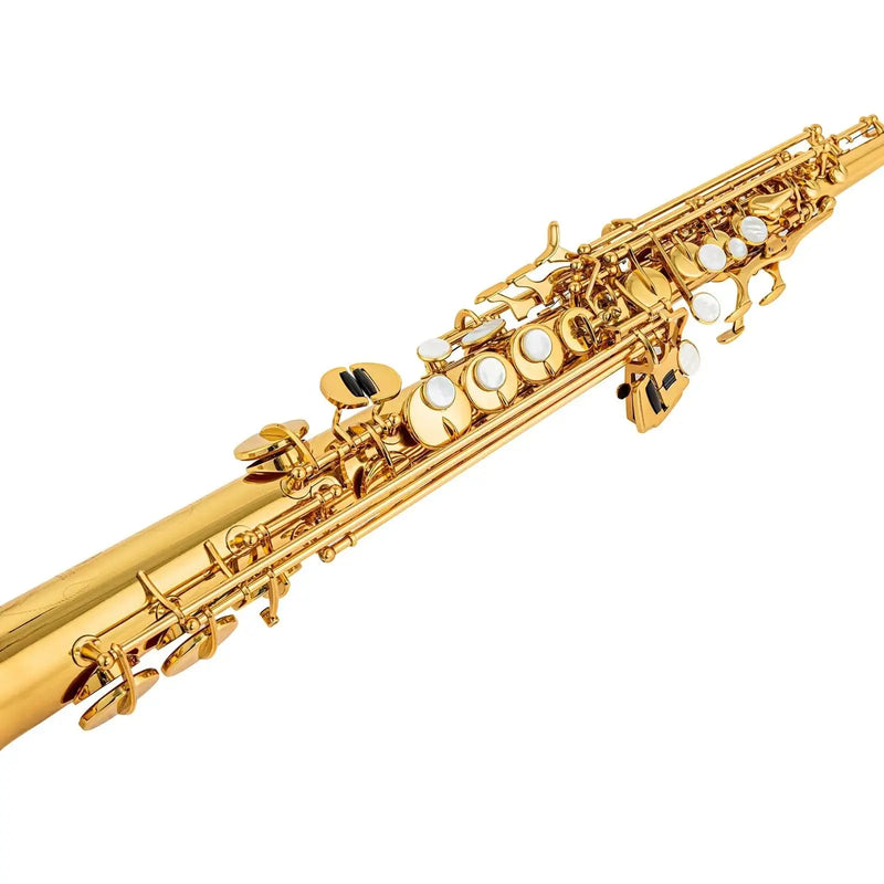 AUROSUS S-818L Straight Bb Soprano Saxophone – One-Piece Brass Body for Students - alto/tenor saxophone for jazz band and student musicians