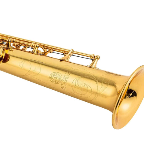 AUROSUS S-818L Straight Bb Soprano Saxophone – One-Piece Brass Body for Students - alto/tenor saxophone for jazz band and student musicians