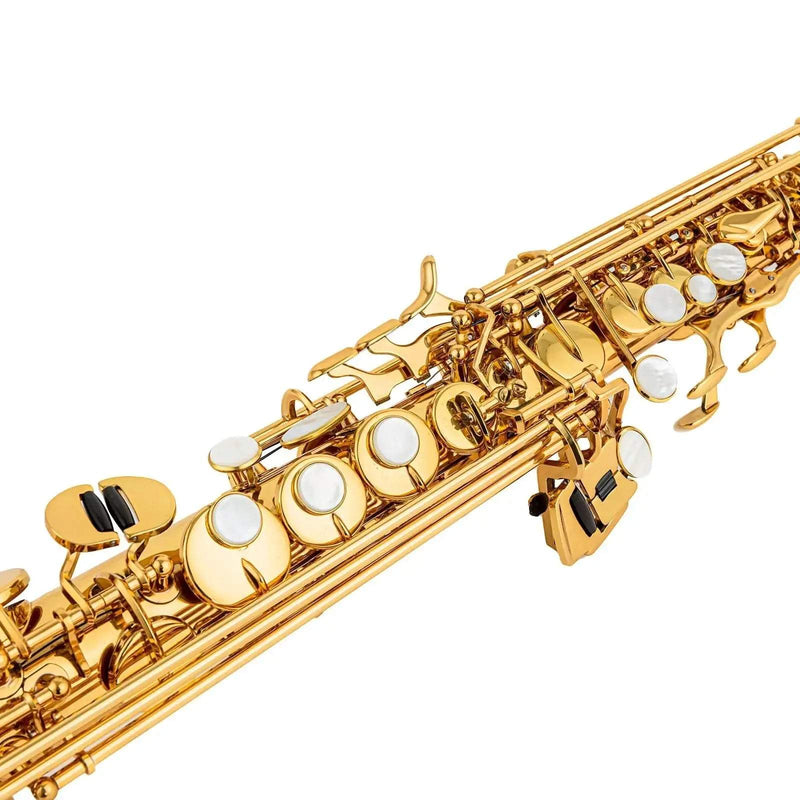 AUROSUS S-818L Straight Bb Soprano Saxophone – One-Piece Brass Body for Students - alto/tenor saxophone for jazz band and student musicians