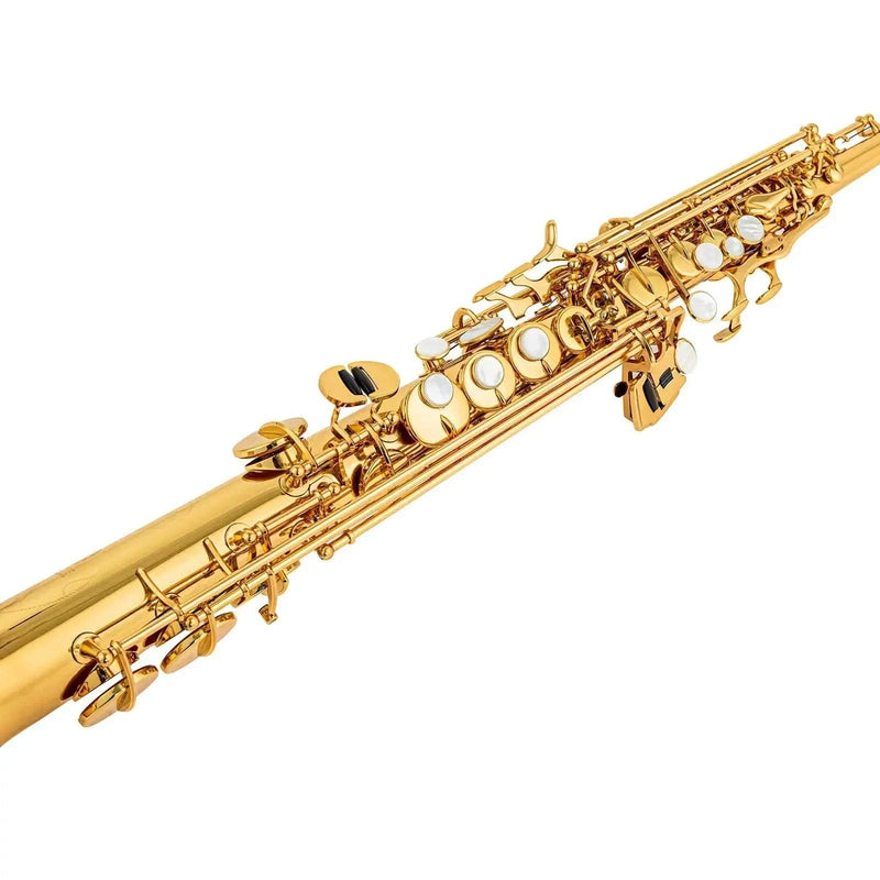 AUROSUS S-818L Straight Bb Soprano Saxophone – One-Piece Brass Body for Students - alto/tenor saxophone for jazz band and student musicians