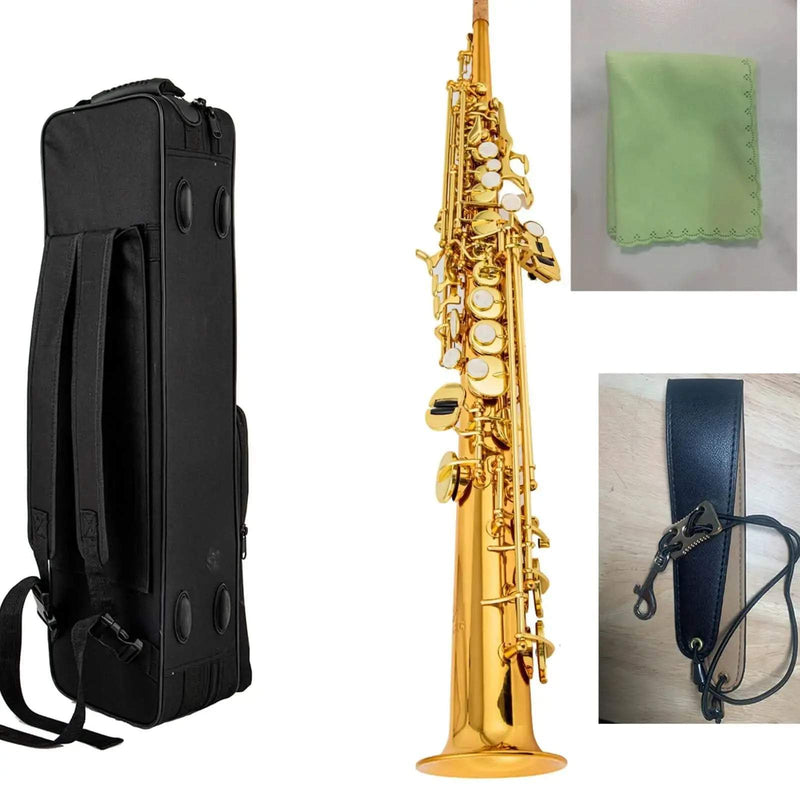 AUROSUS ZY S901 Brass Soprano Saxophone – One-Piece Body & Neck Design - alto/tenor saxophone for jazz band and student musicians