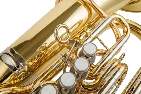 Aurosus C Tuba – Golden Brass Bell, 4+1 Piston Student & Professional Instrument - tuba for marching band and student musicians