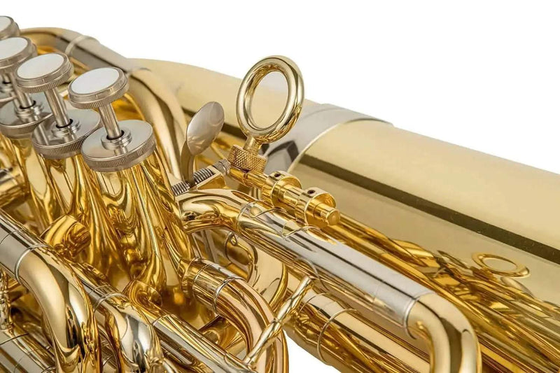Aurosus C Tuba – Golden Brass Bell, 4+1 Piston Student & Professional Instrument - tuba for marching band and student musicians
