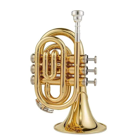 Aurosus TR-6500 Bb Pocket Trumpet - Brass, Clear Lacquer Finish, Compact Design - high quality trumpet for student and professional musicians