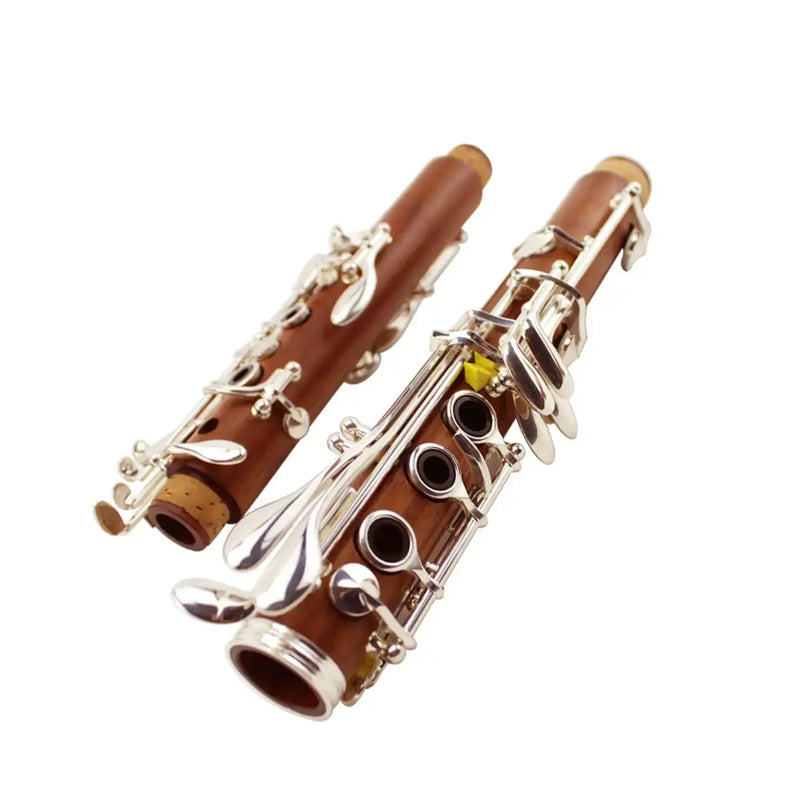 Bb Clarinet MCL-100 Red Wood Body Silver-Plated Keys Student & Band Performance Instrument - professional clarinet for music students and performers
