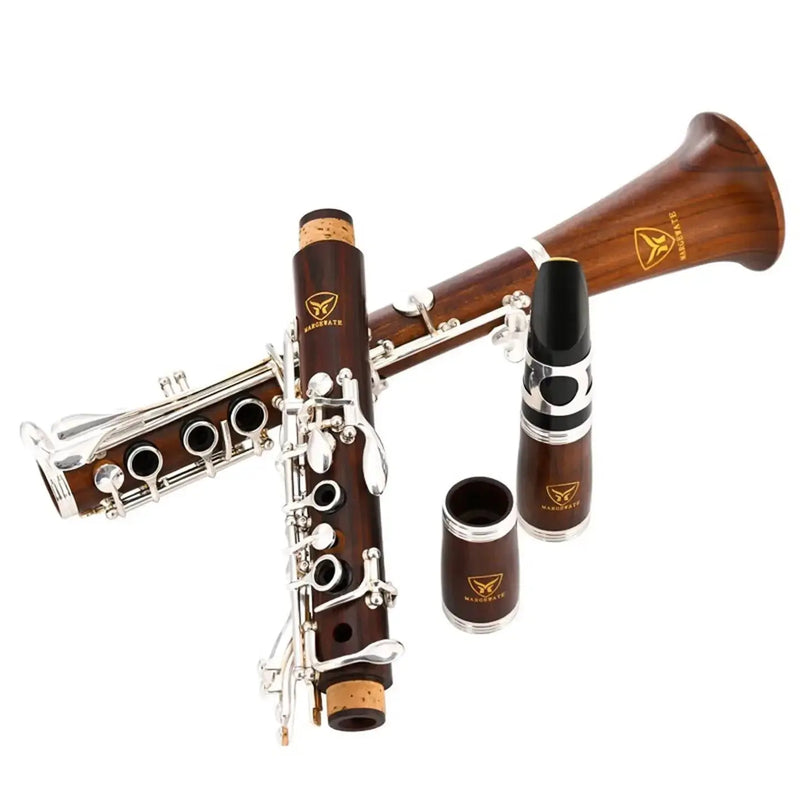 Bb Clarinet MCL-100 Red Wood Body Silver-Plated Keys Student & Band Performance Instrument - professional clarinet for music students and performers