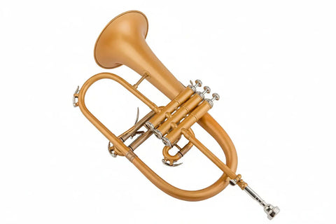 Professional Golden Brass Flugelhorn with Trigger - Classic Design, High-Quality Sound