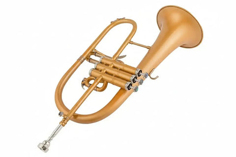 Bb Trigger Flugelhorn Gold Brass Bell Clear Lacquer - musical instrument for students and music education