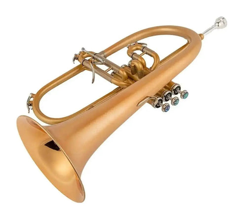 Bb Trigger Flugelhorn Gold Brass Bell Clear Lacquer - musical instrument for students and music education