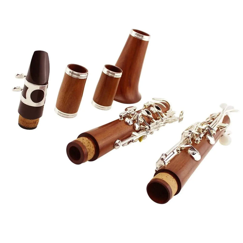 Bb Clarinet MCL-100 Red Wood Body Silver-Plated Keys Student & Band Performance Instrument - professional clarinet for music students and performers