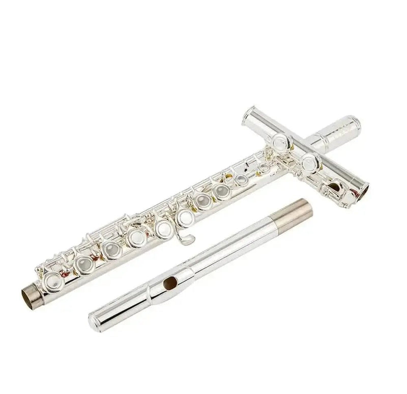 Beginner 16-Key Nickel Silver Flute with Closed Holes and Offset G E Mechanism - premium flute for student orchestra and band