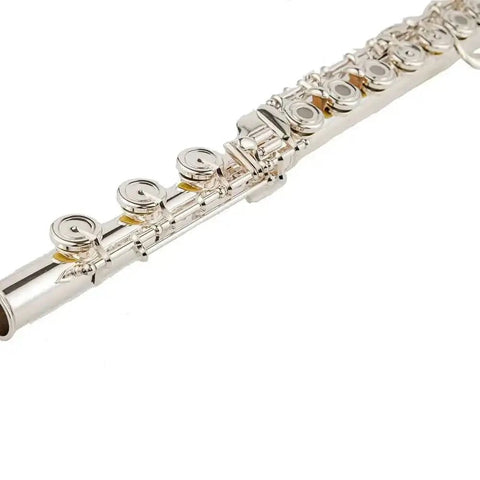 Beginner's Cupronickel C Key Flute - Silver-Plated, 17 Keys, Open Hole - premium flute for student orchestra and band