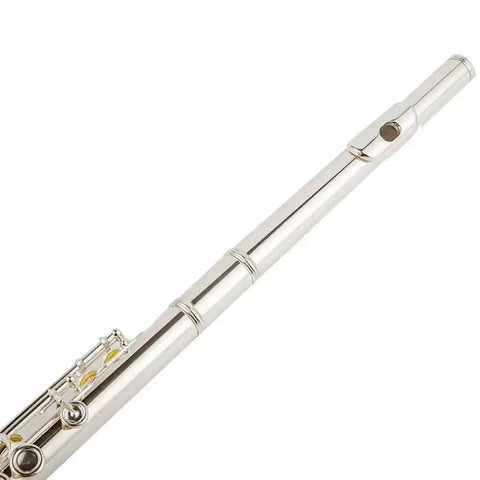 Beginner's Cupronickel C Key Flute - Silver-Plated, 17 Keys, Open Hole - premium flute for student orchestra and band