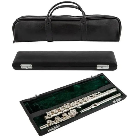 Beginner's Cupronickel C Key Flute - Silver-Plated, 17 Keys, Open Hole - premium flute for student orchestra and band