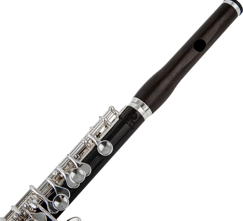 Concert-Grade Ebony Piccolo - Dark Wood Flute Silver Keys & Folk Design Includes Care Kit 2