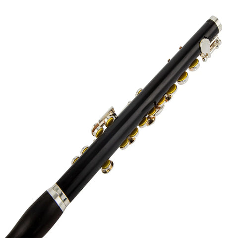 Concert-Grade Ebony Piccolo - Dark Wood Flute Silver Keys & Folk Design Includes Care Kit 65