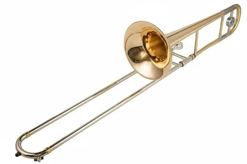 Gold Brass Bb Tenor Trombone JP031 with Trigger for Students - Includes Case Care Kit - slide trombone for brass band and student musicians