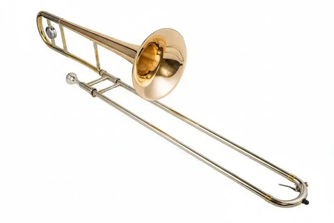 Gold Brass Bb Tenor Trombone JP031 with Trigger for Students - Includes Case Care Kit - slide trombone for brass band and student musicians