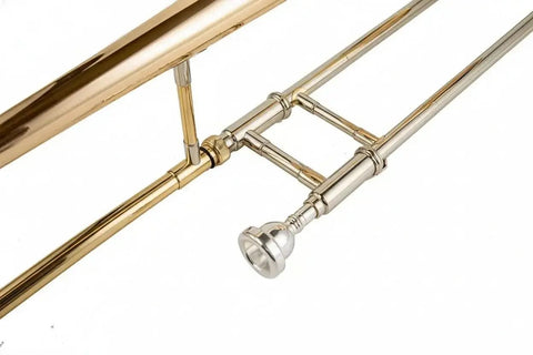 Gold Brass Bb Tenor Trombone JP031 with Trigger for Students - Includes Case Care Kit - slide trombone for brass band and student musicians