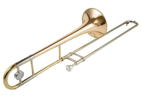 Gold Brass Bb Tenor Trombone JP031 with Trigger for Students - Includes Case Care Kit - slide trombone for brass band and student musicians