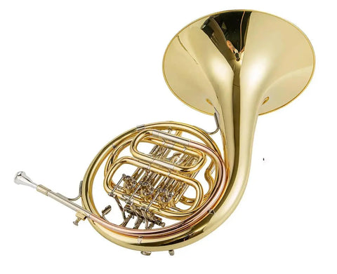 Aurosus HR-810 Bb Single French Horn with Brass Body, Clear Lacquer Finish and Three Rotary Valves for Student Beginners