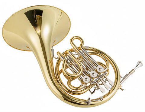 Aurosus HR-810 Bb Single French Horn with Brass Body, Clear Lacquer Finish and Three Rotary Valves for Student Beginners
