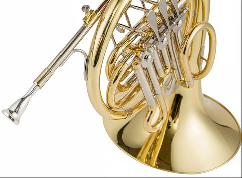 Aurosus HR-810 Bb Single French Horn with Brass Body, Clear Lacquer Finish and Three Rotary Valves for Student Beginners