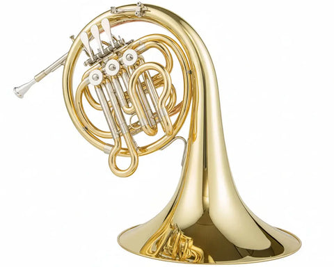 Aurosus HR-810 Bb Single French Horn with Brass Body, Clear Lacquer Finish and Three Rotary Valves for Student Beginners