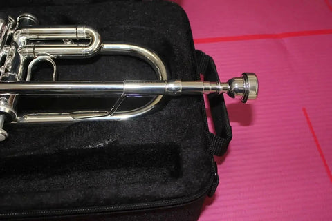 Professional Bb Trumpet – Silver - Plated Yellow Brass One - Piece 4.9" Bell Medium - Large Bore - Aurosus InstrumentProfessional Bb Trumpet – Silver - Plated Yellow Brass One - Piece 4.9" Bell Medium - Large Bore