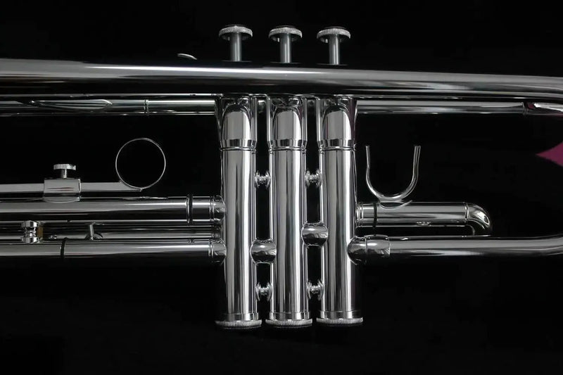 Professional Bb Trumpet – Silver - Plated Yellow Brass One - Piece 4.9" Bell Medium - Large Bore - Aurosus InstrumentProfessional Bb Trumpet – Silver - Plated Yellow Brass One - Piece 4.9" Bell Medium - Large Bore