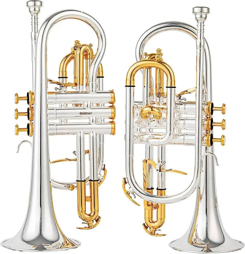 Silver Plated Double Trigger Cornet ACR-8358S - Professional Cornet Horn - musical instrument for students and music education